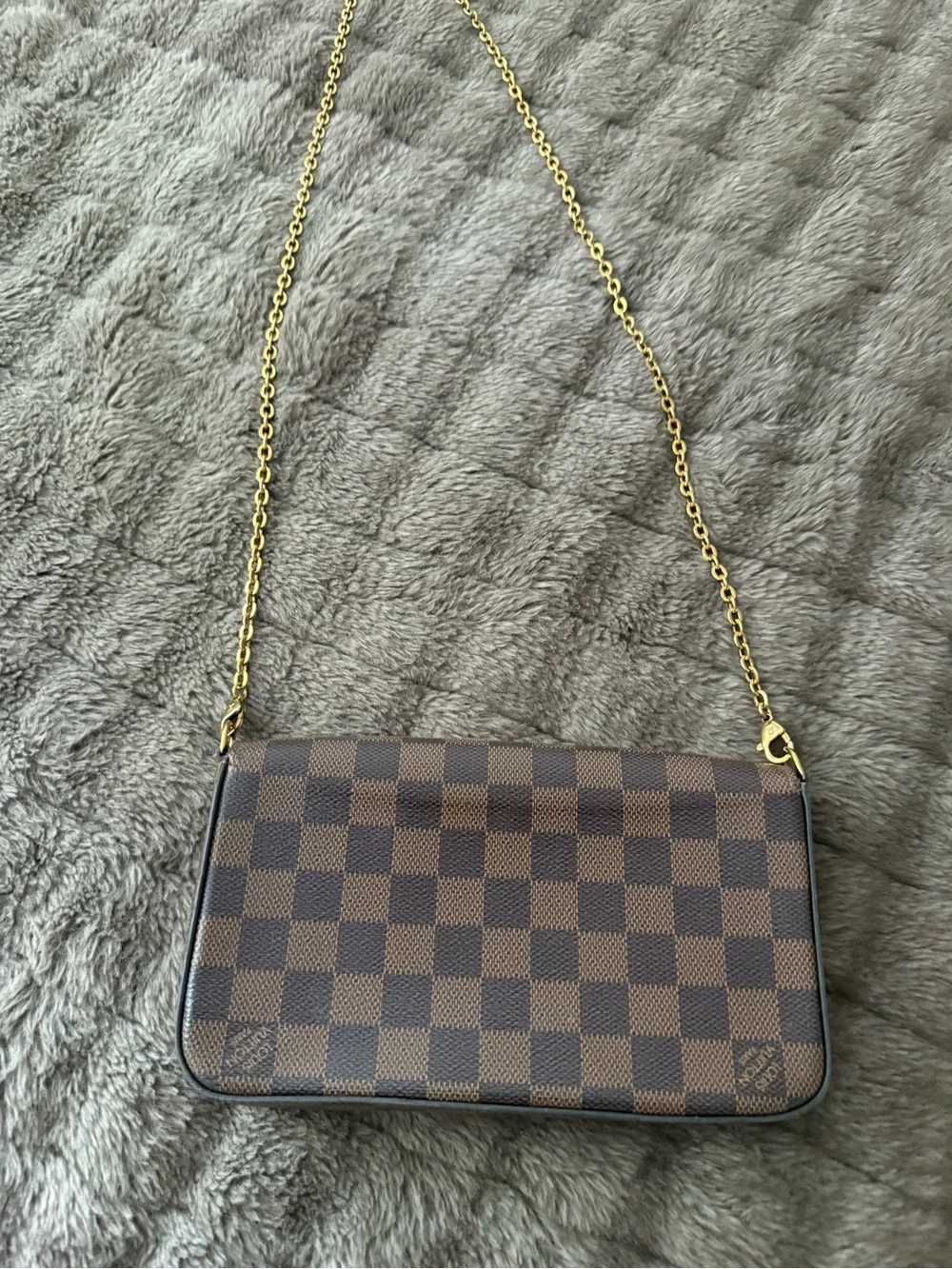 Louis Vuitton Brown Check Crossbody with Gold Chain